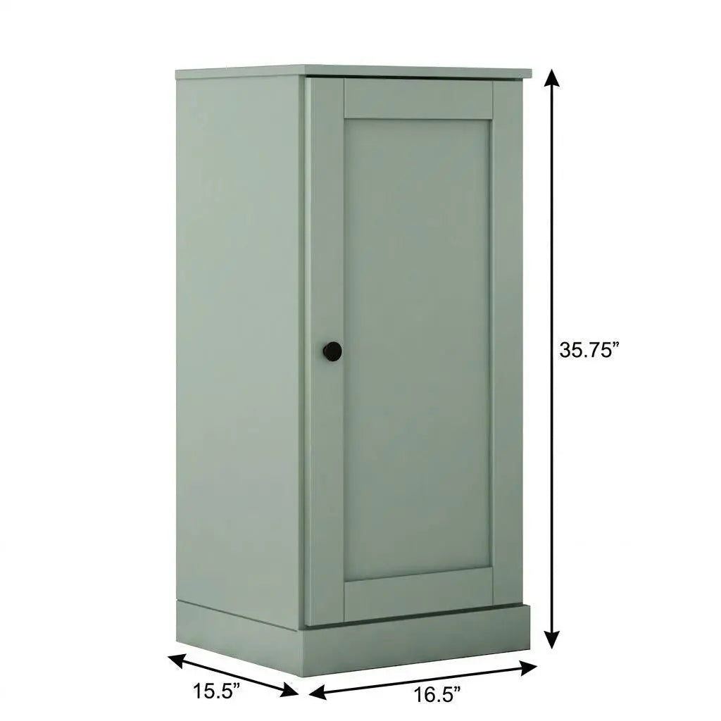 36" Sage Solid Wood Adjustable Three Tier Library Bookcase with One Door Homeroots Office