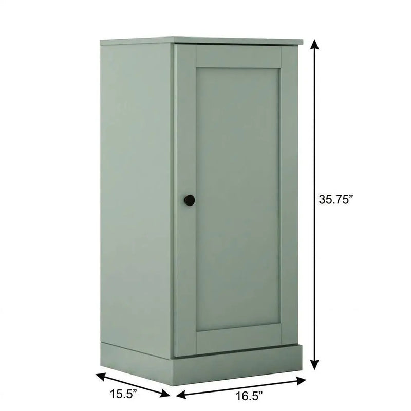36" Sage Solid Wood Adjustable Three Tier Library Bookcase with One Door Homeroots Office
