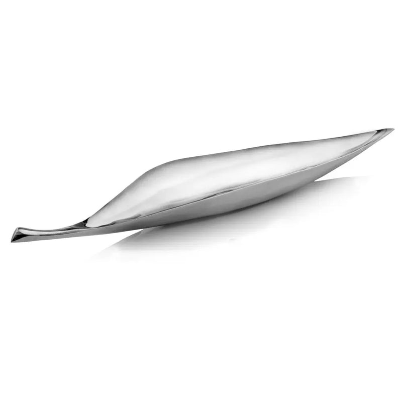36" Silver Aluminum Leaf Shaped Centerpiece Bowl Homeroots Kitchen & Dining
