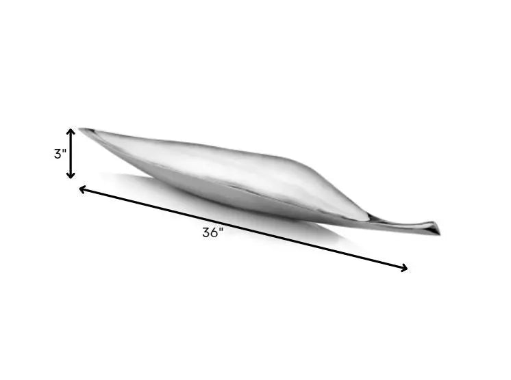 36" Silver Aluminum Leaf Shaped Centerpiece Bowl Homeroots Kitchen & Dining