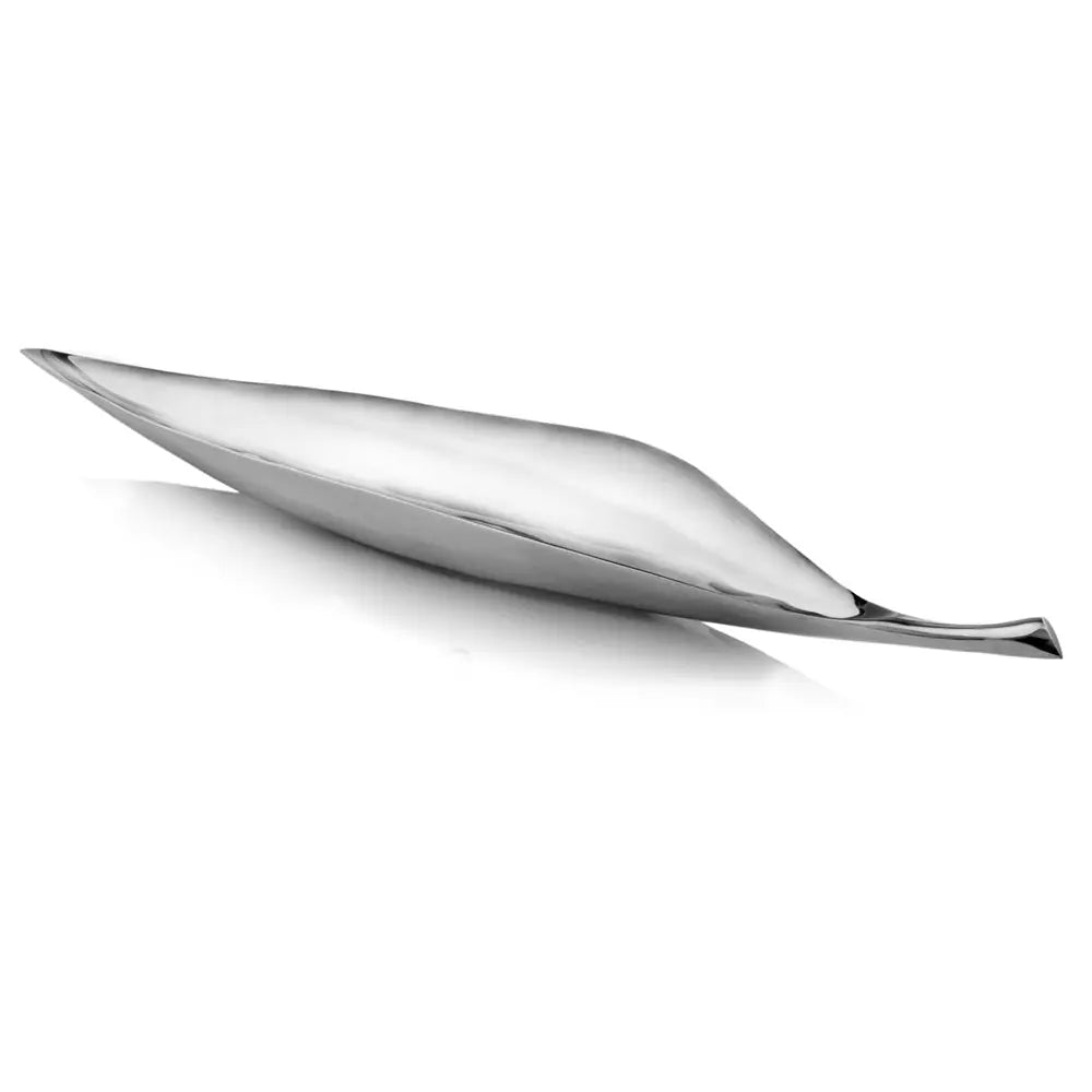 36" Silver Aluminum Leaf Shaped Centerpiece Bowl Homeroots Kitchen & Dining