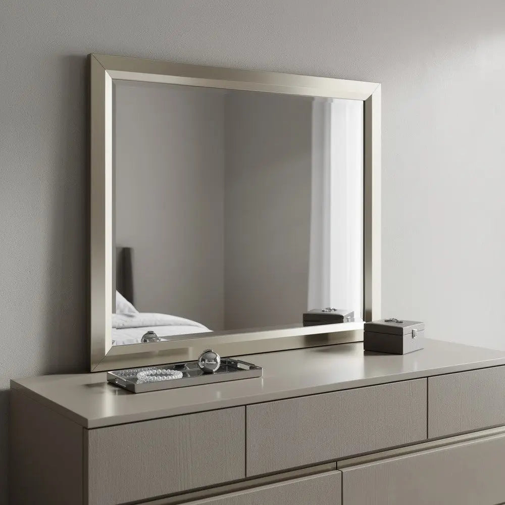 36" Silver Framed Dresser Mount Mirror Homeroots Bed & Bath
