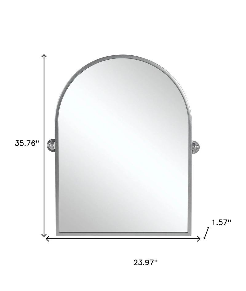 36" Silver Metal Arch Tilting Framed Accent Mirror Homeroots Bed & Bath