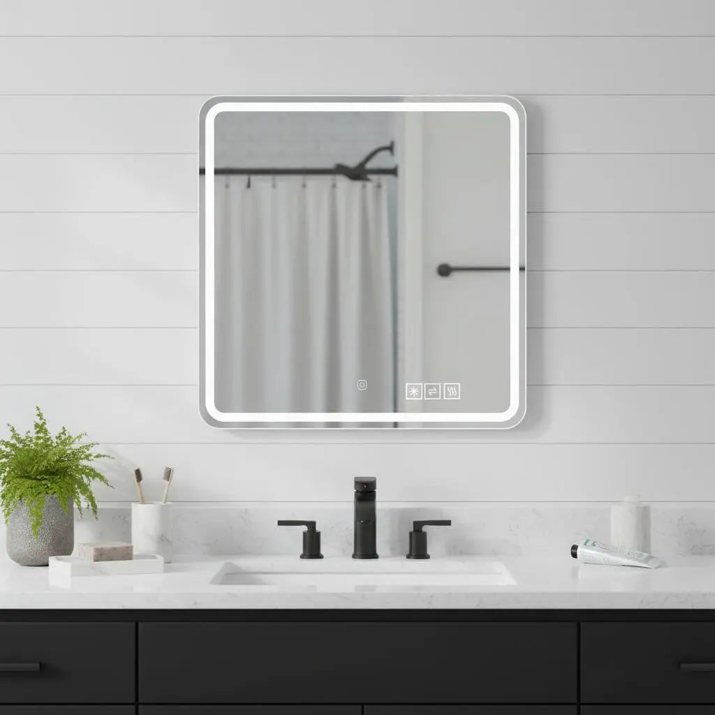 36" Silver Square Lighted Frameless Bathroom Vanity Mirror Homeroots Bed & Bath