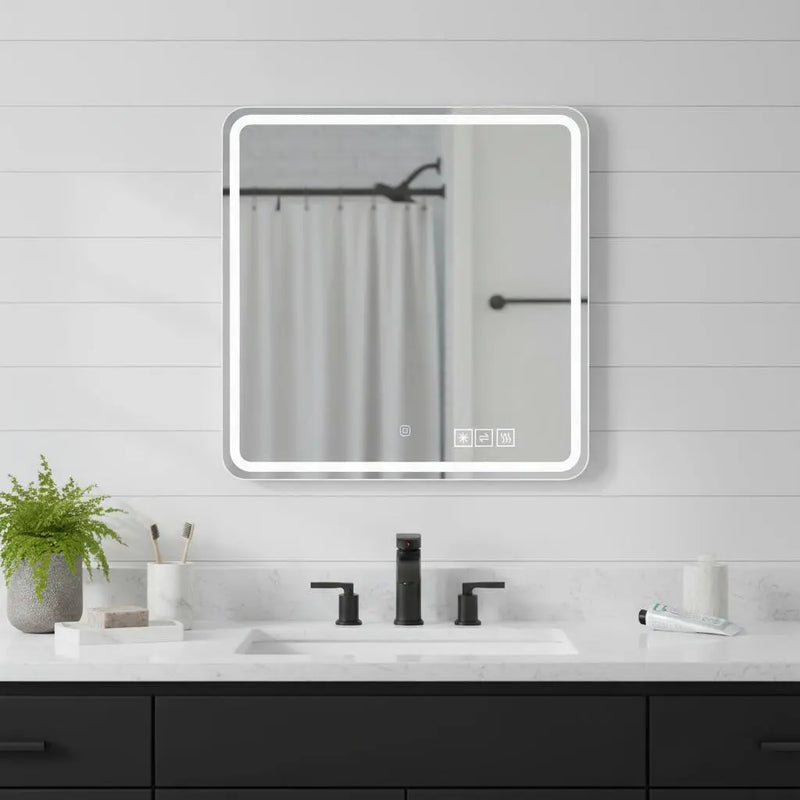 36" Silver Square Lighted Frameless Bathroom Vanity Mirror Homeroots Bed & Bath