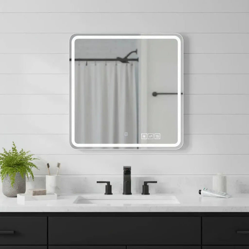 36" Silver Square Lighted Frameless Bathroom Vanity Mirror Homeroots Bed & Bath