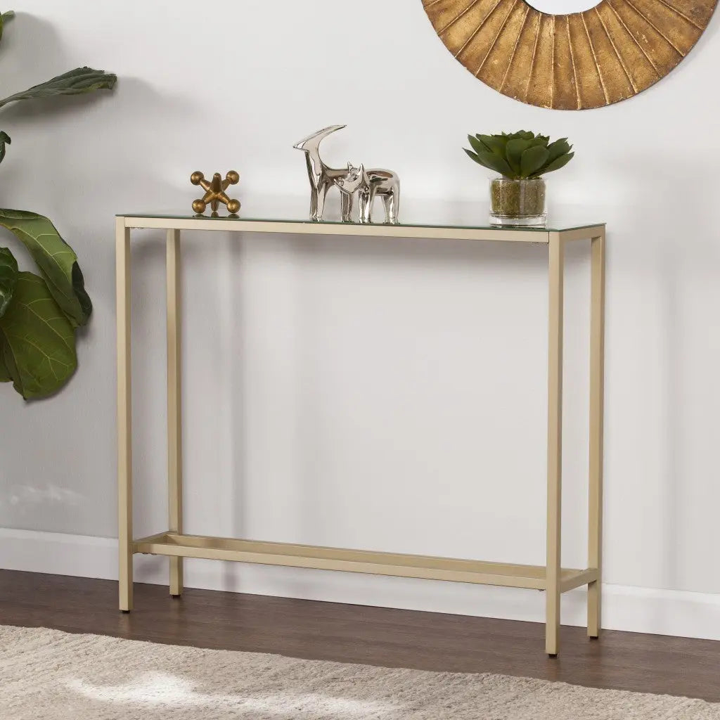 36" Silver and Gold Mirrored Glass Console Table Homeroots Living Room