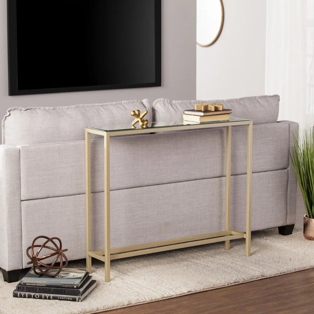36" Silver and Gold Mirrored Glass Console Table Homeroots Living Room