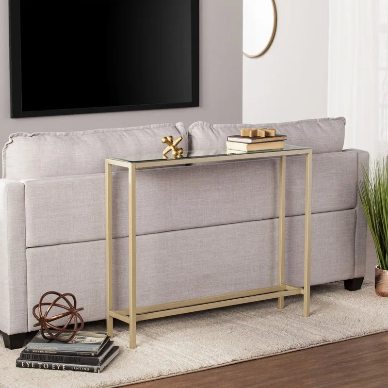 36" Silver and Gold Mirrored Glass Console Table Homeroots Living Room