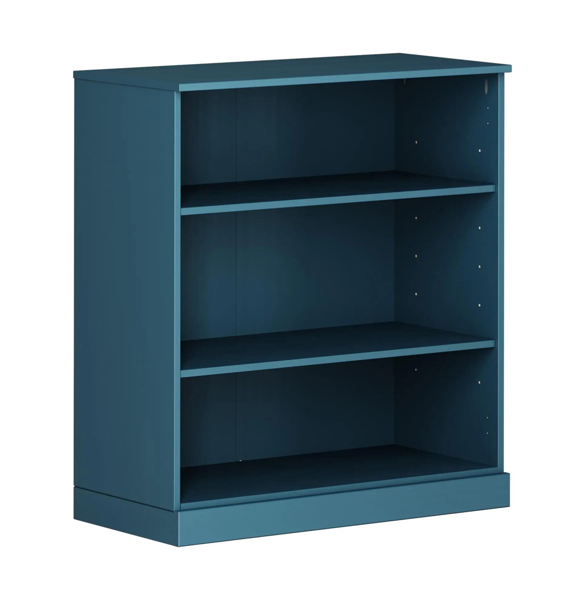 36" Teal Blue Solid Wood Adjustable Three Tier Library Bookcase Homeroots Office
