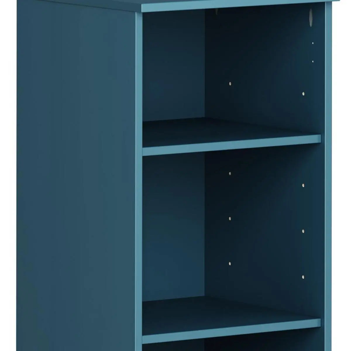 36" Teal Blue Solid Wood Adjustable Three Tier Library Bookcase Homeroots Office