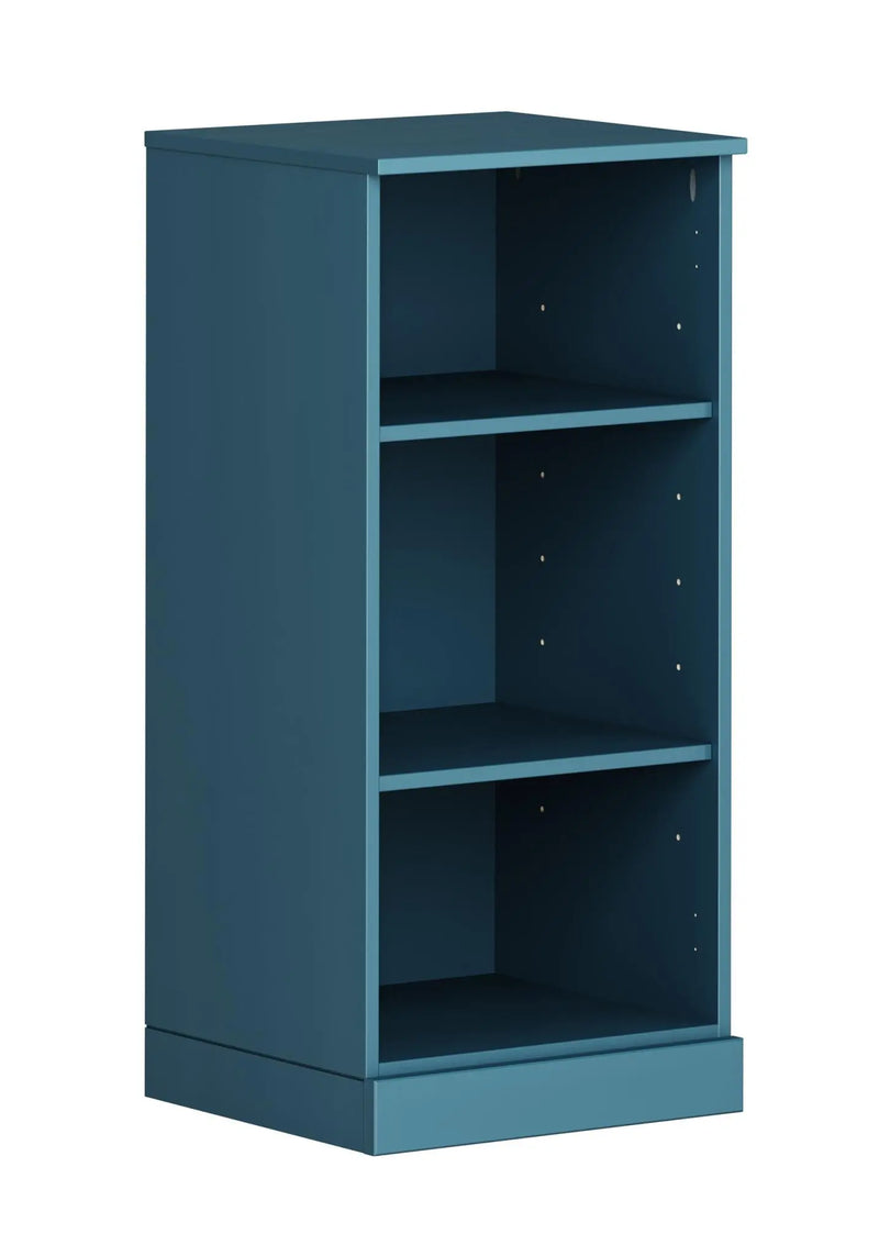36" Teal Blue Solid Wood Adjustable Three Tier Library Bookcase Homeroots Office