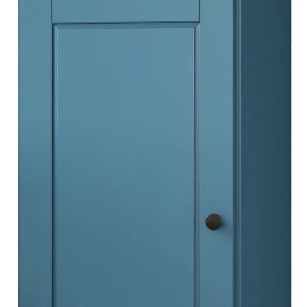 36" Teal Blue Solid Wood Adjustable Three Tier Library Bookcase with One Door Homeroots Office