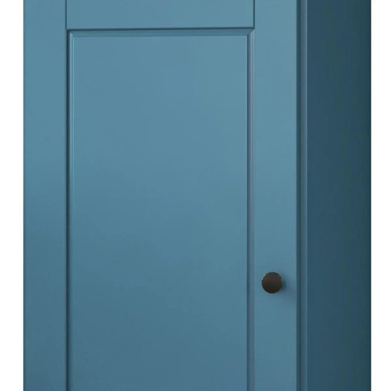 36" Teal Blue Solid Wood Adjustable Three Tier Library Bookcase with One Door Homeroots Office