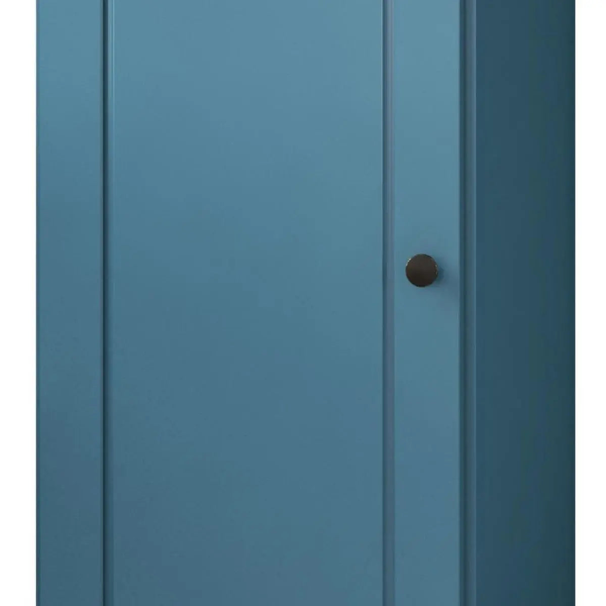 36" Teal Blue Solid Wood Adjustable Three Tier Library Bookcase with One Door Homeroots Office