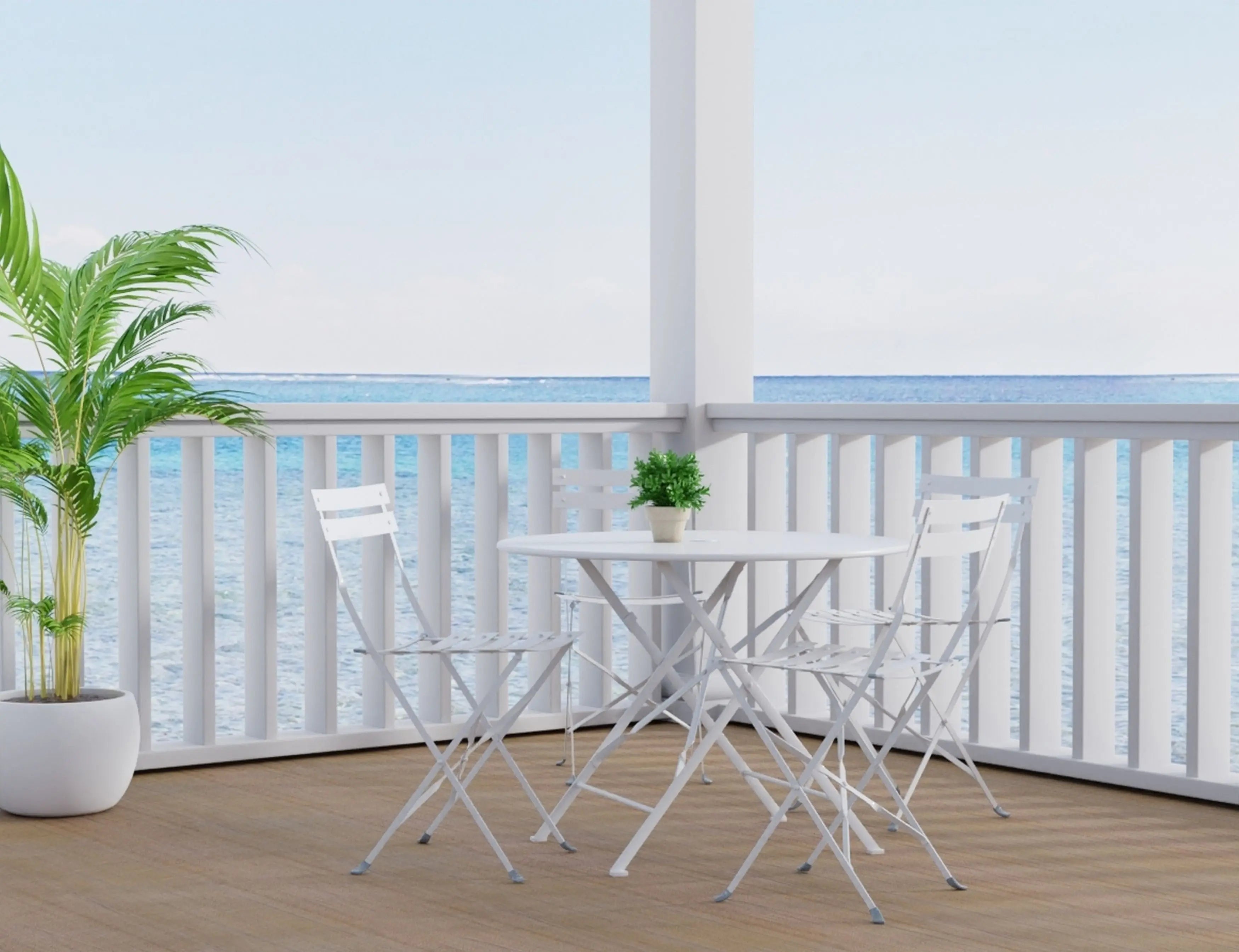 36" White Rounded Aluminum Folding Outdoor Dining Table with Umbrella Hole Homeroots Outdoor
