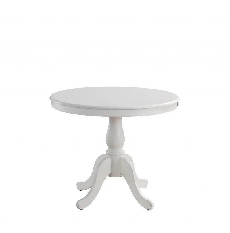 36" White Rounded Solid Manufactured Wood And Solid Wood Pedestal Base Dining Table Homeroots Kitchen & Dining