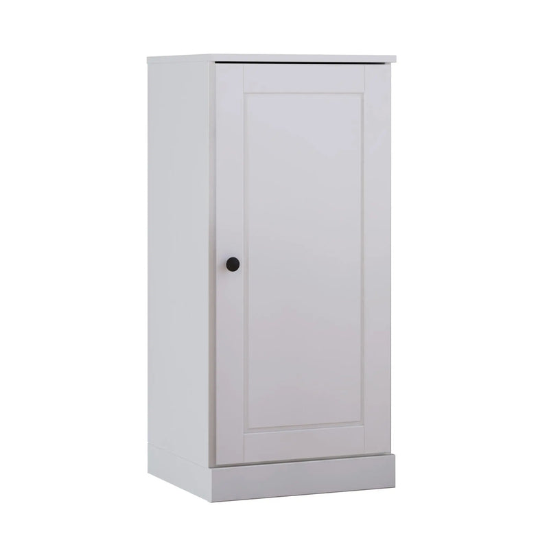 36" White Solid Wood Adjustable Three Tier Library Bookcase with One Door Homeroots Office