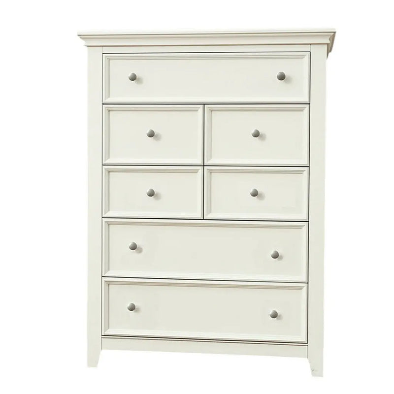 36" White Solid Wood Seven Drawer Dresser Homeroots Bed & Bath