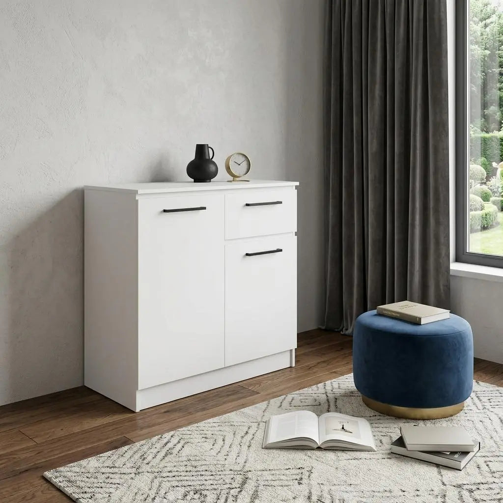 36" White Wood Single Drawer Double Dresser Homeroots Bed & Bath
