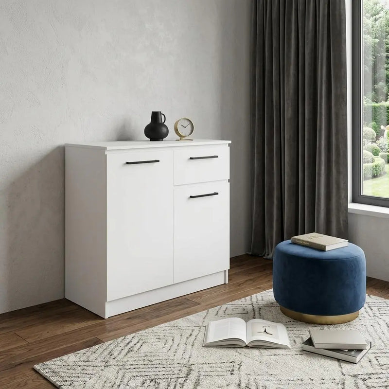 36" White Wood Single Drawer Double Dresser Homeroots Bed & Bath