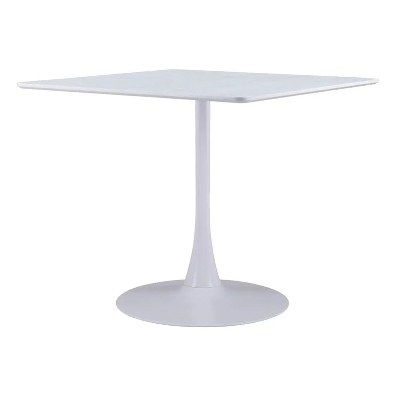 36" White Wood and Steel Pedestal Base Square Dining Table Homeroots Kitchen & Dining