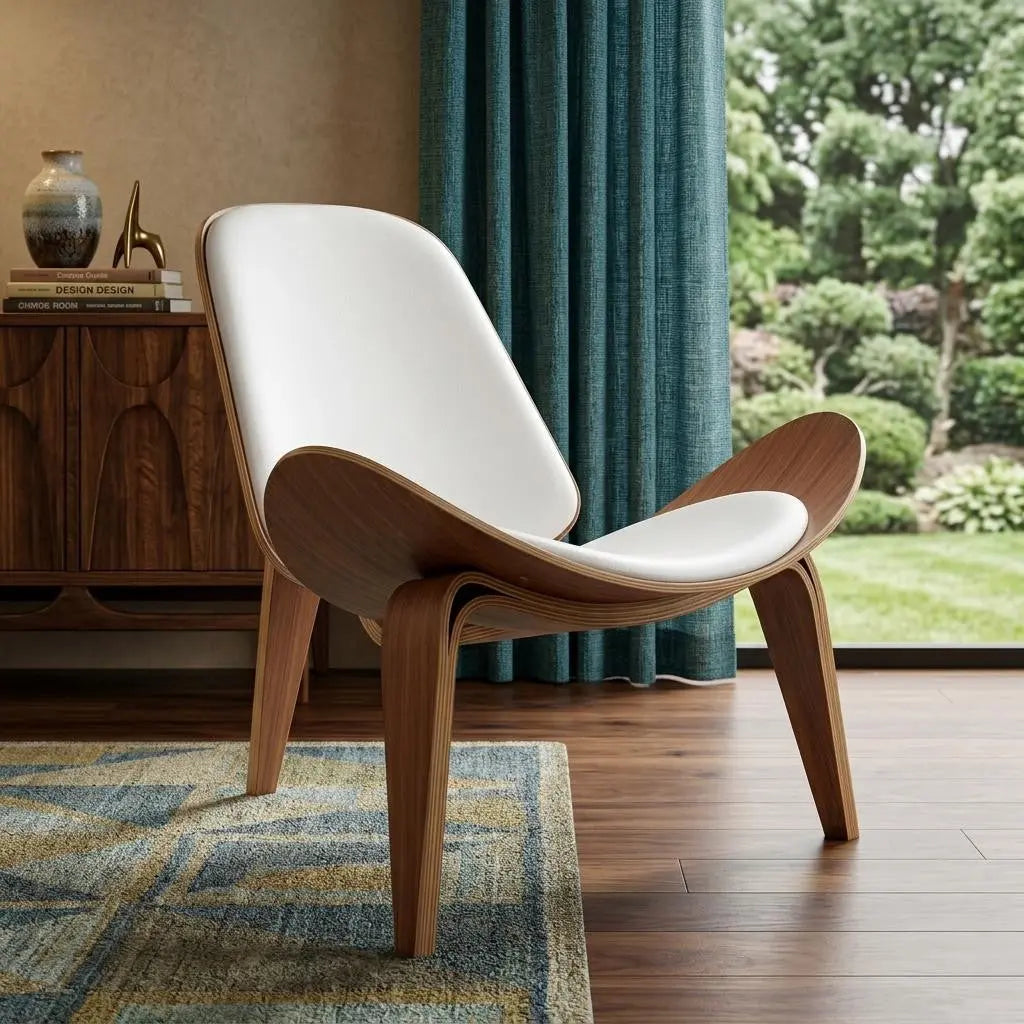 36" White and Brown Faux Leather Lounge Chair Homeroots Living Room