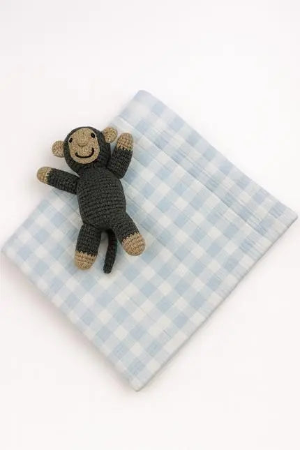36" X 46" Blue And White Cotton Gingham Baby Blanket Homeroots Home Decor
