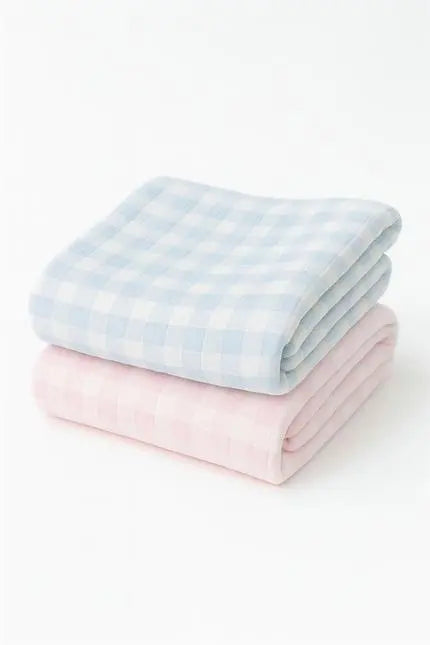 36" X 46" Blue And White Cotton Gingham Baby Blanket Homeroots Home Decor