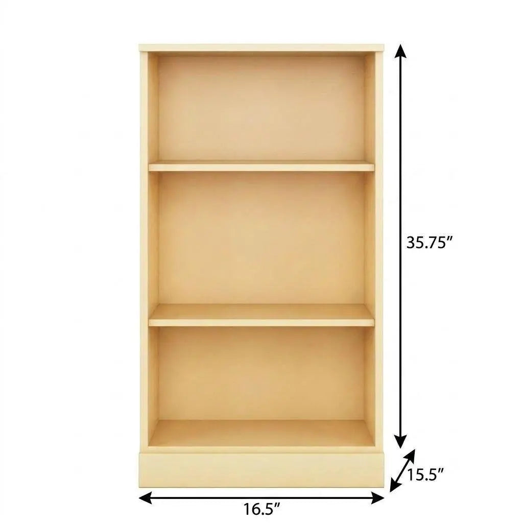 36" Yellow Solid Wood Adjustable Three Tier Library Bookcase Homeroots Office