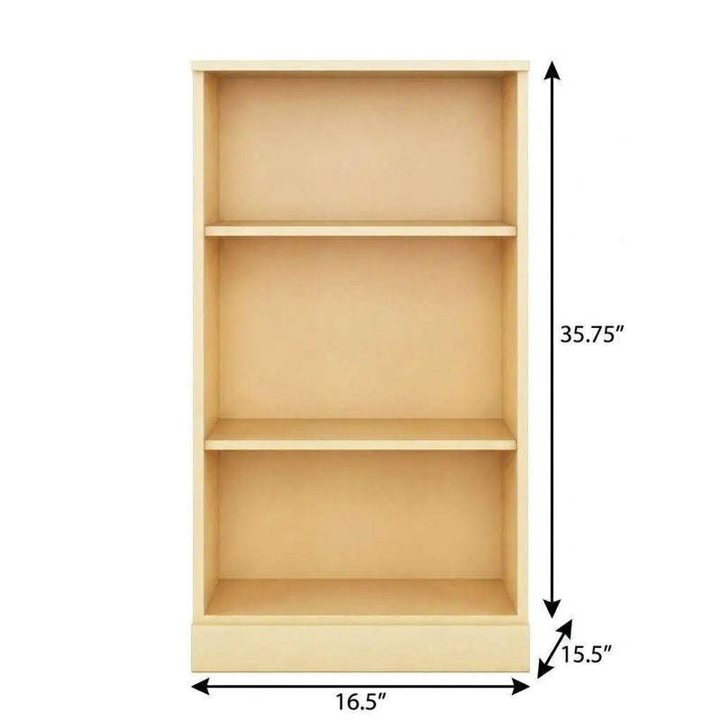 36" Yellow Solid Wood Adjustable Three Tier Library Bookcase Homeroots Office