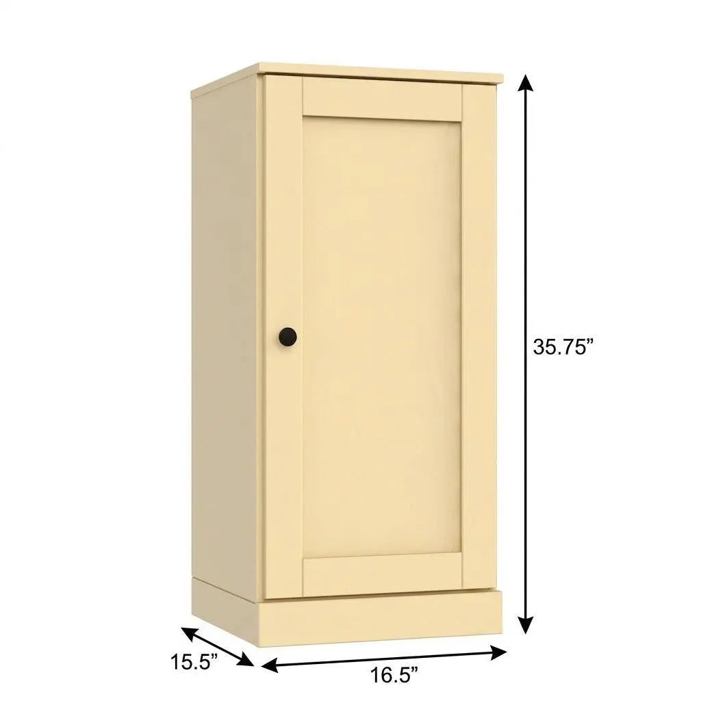 36" Yellow Solid Wood Adjustable Three Tier Library Bookcase with One Door Homeroots Office