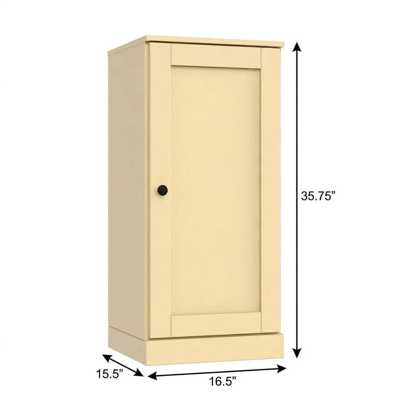 36" Yellow Solid Wood Adjustable Three Tier Library Bookcase with One Door Homeroots Office