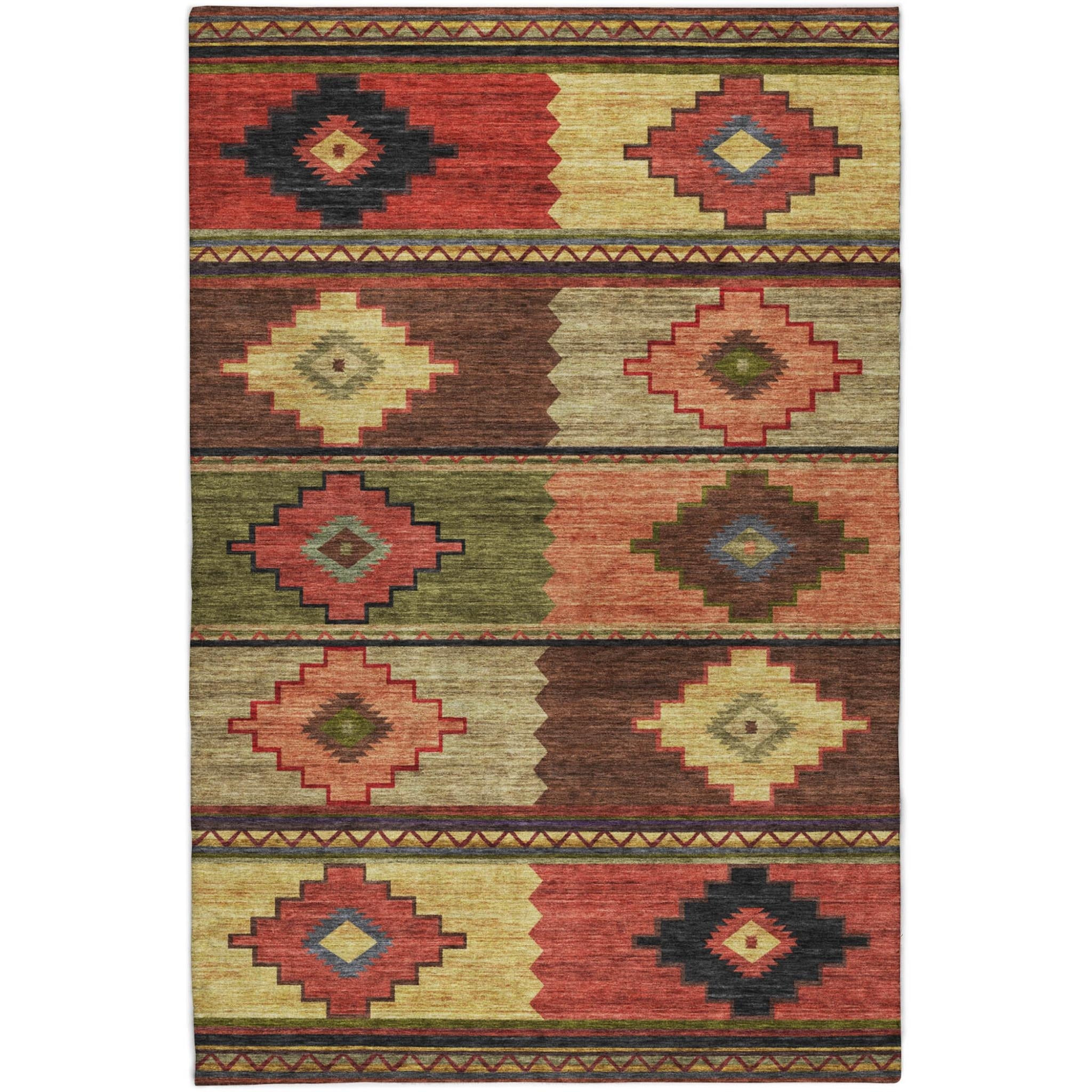 10' X 14' Brown And Chocolate Geometric Shag Washable Area Rug With UV Protection - Home & Garden