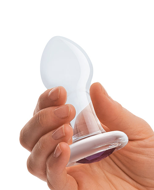 Glas 3.5" Bling Bling Glass Butt Plug - Clear - GreatEagleInc