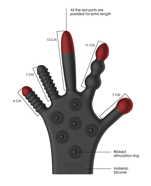 Shots Fistit Silicone Stimulation Glove - Black - GreatEagleInc