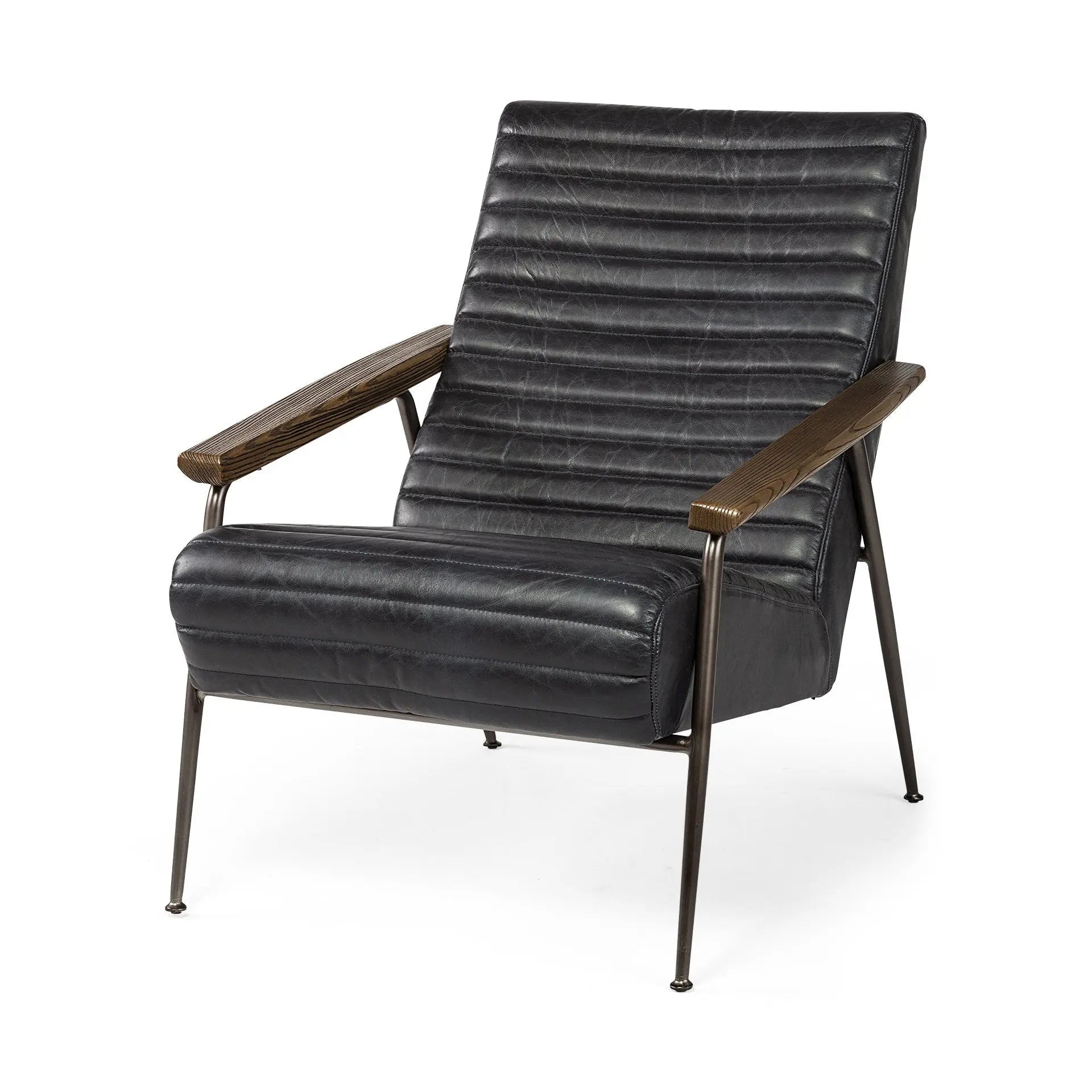 37" Black And Brown Faux Leather Lounge Chair Homeroots Living Room