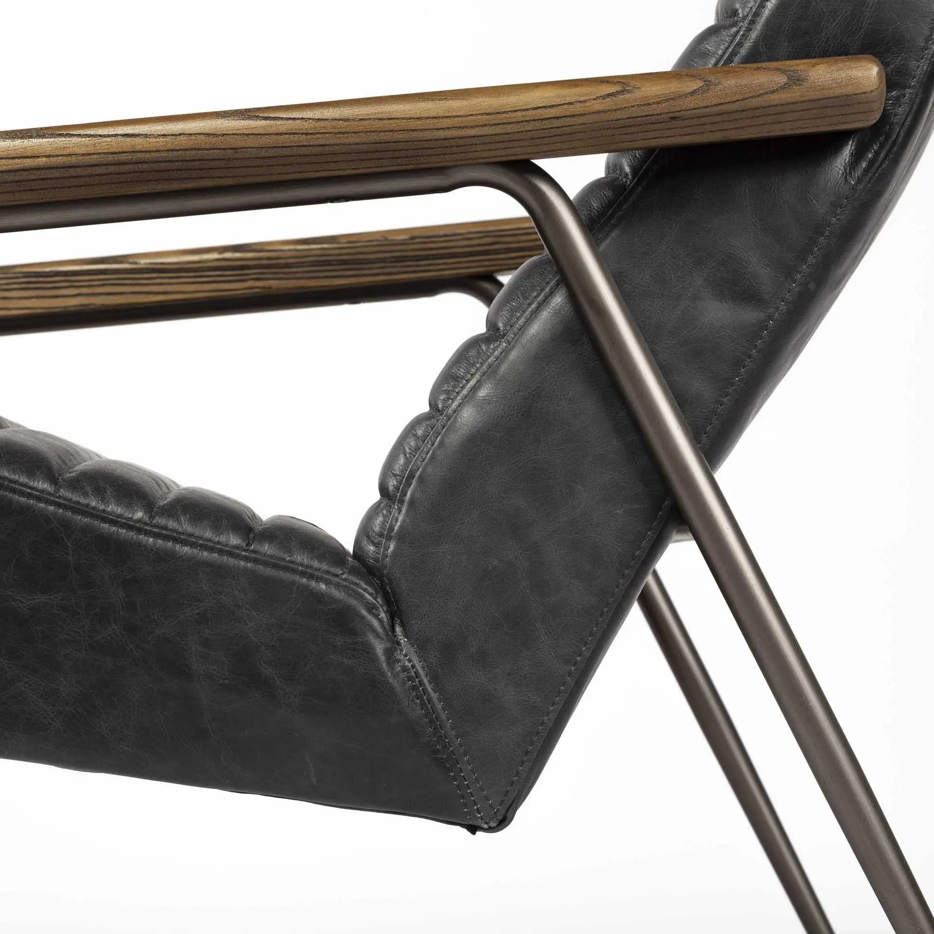 37" Black And Brown Faux Leather Lounge Chair Homeroots Living Room