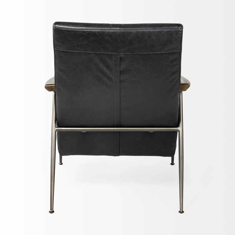 37" Black And Brown Faux Leather Lounge Chair Homeroots Living Room