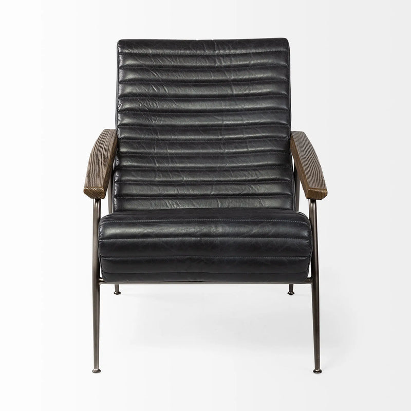 37" Black And Brown Faux Leather Lounge Chair Homeroots Living Room
