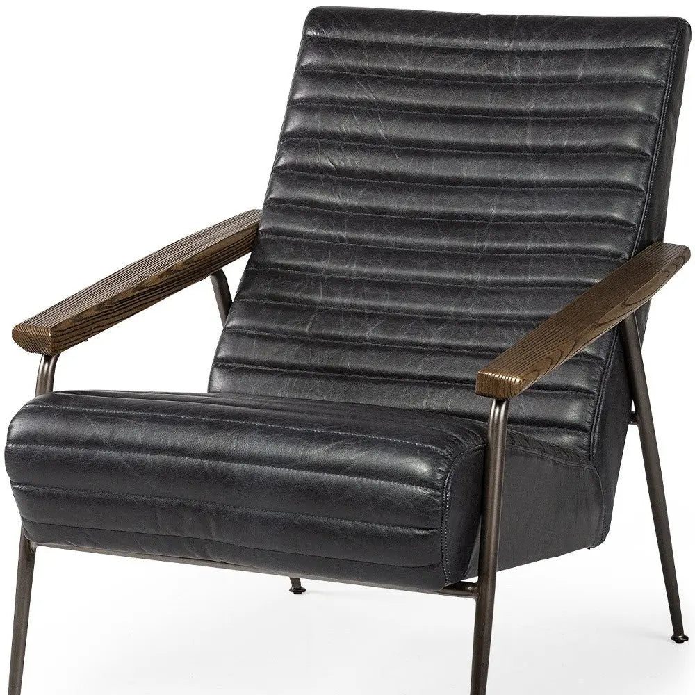 37" Black And Brown Faux Leather Lounge Chair Homeroots Living Room