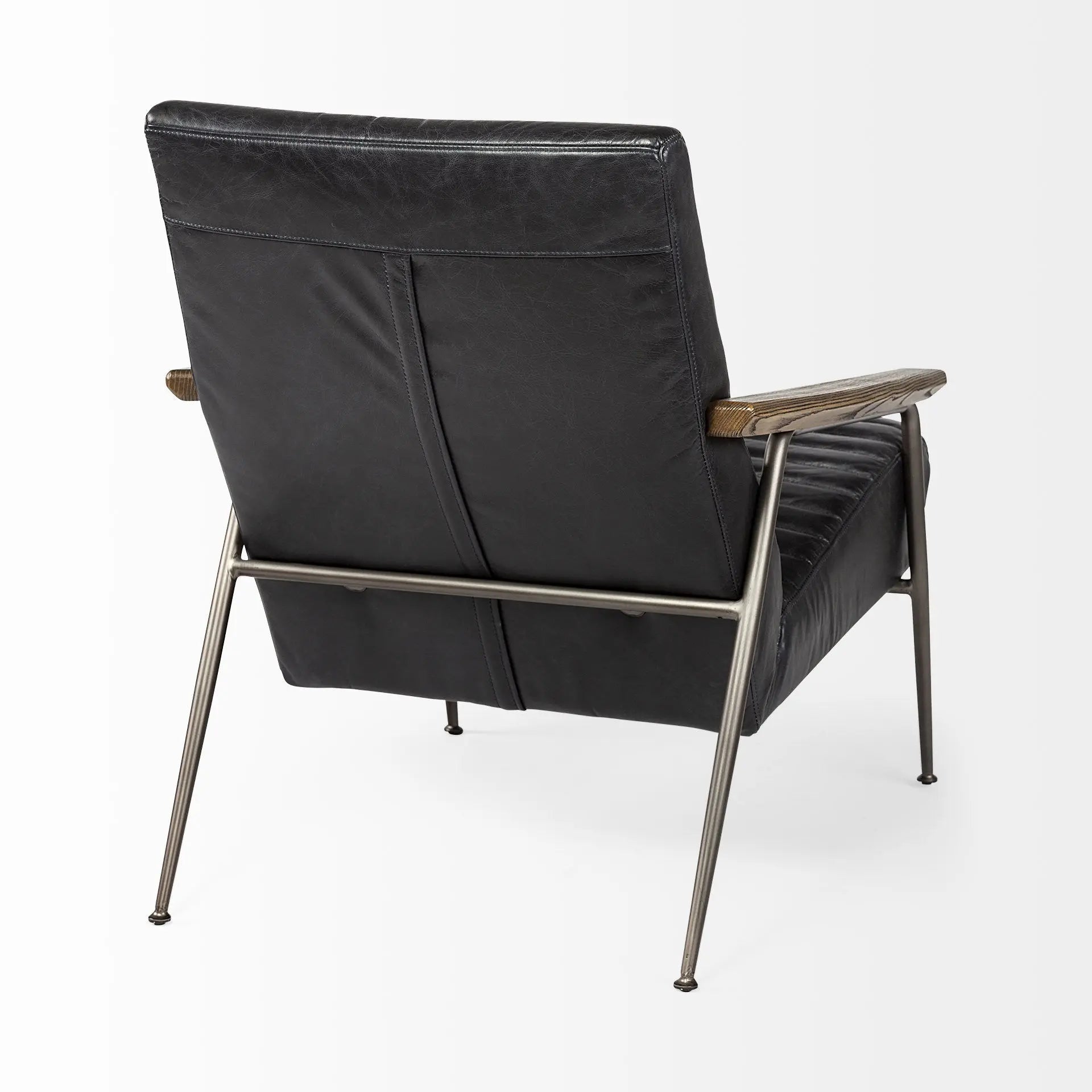 37" Black And Brown Faux Leather Lounge Chair Homeroots Living Room
