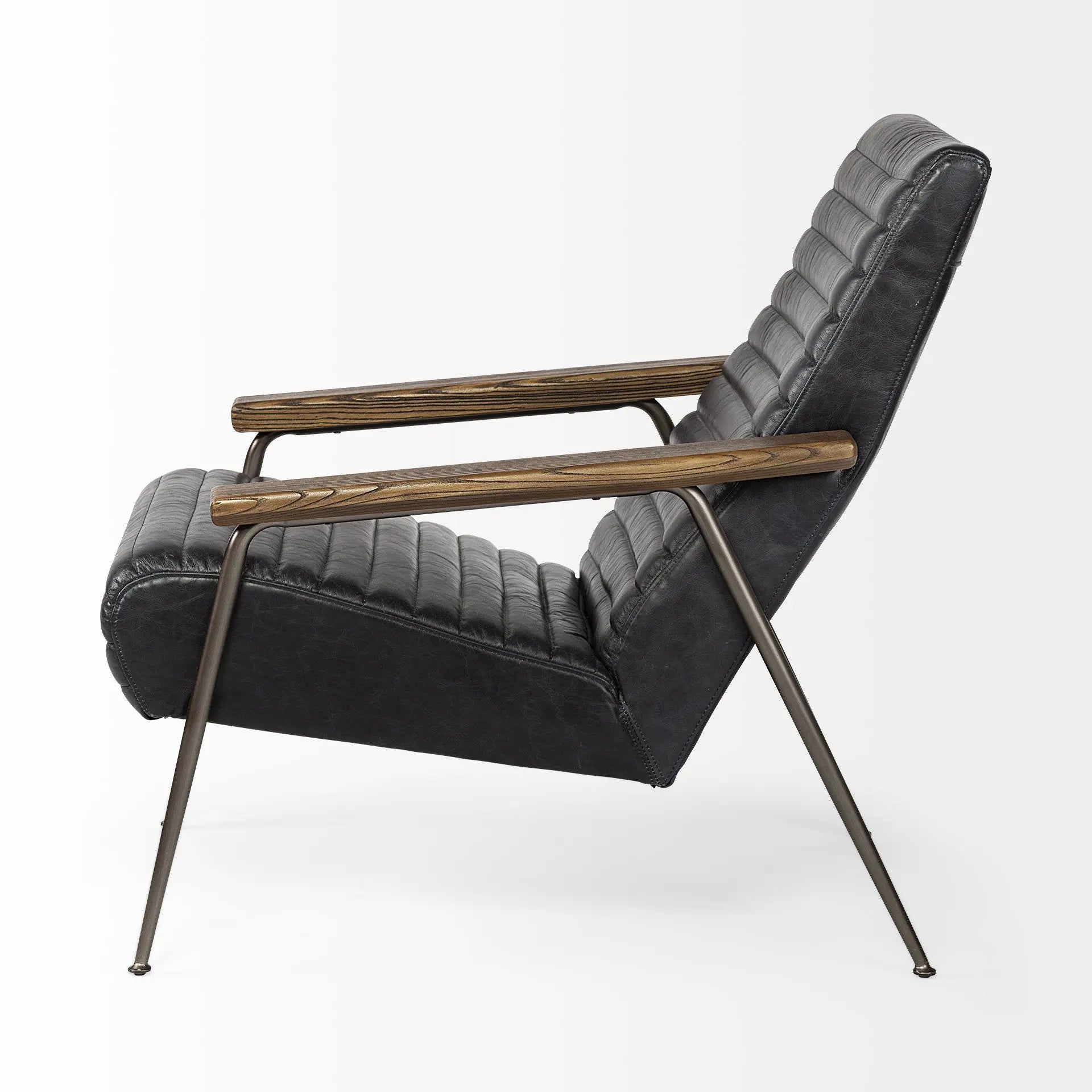 37" Black And Brown Faux Leather Lounge Chair Homeroots Living Room