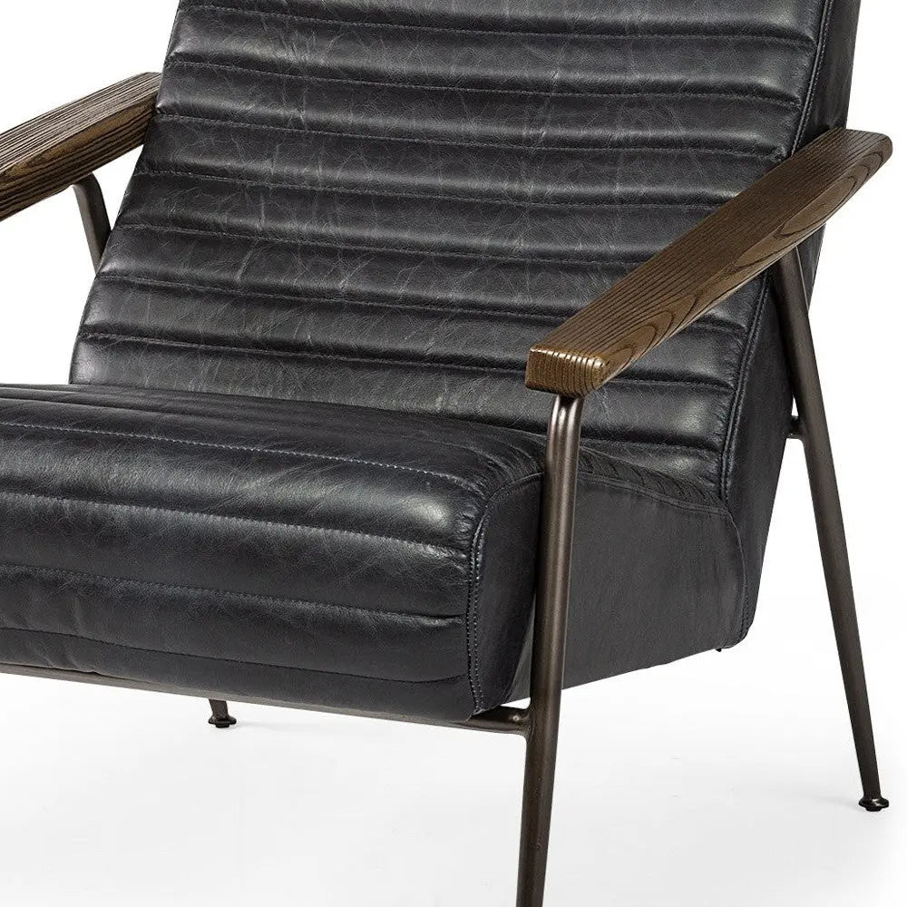 37" Black And Brown Faux Leather Lounge Chair Homeroots Living Room