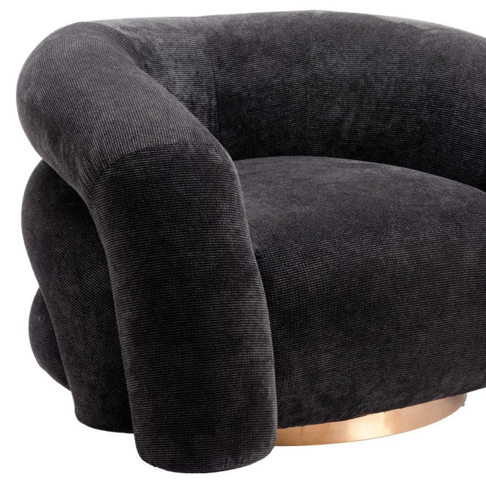 37" Black And Gold Faux Shearling And Upholstered Arm Chair Homeroots Living Room