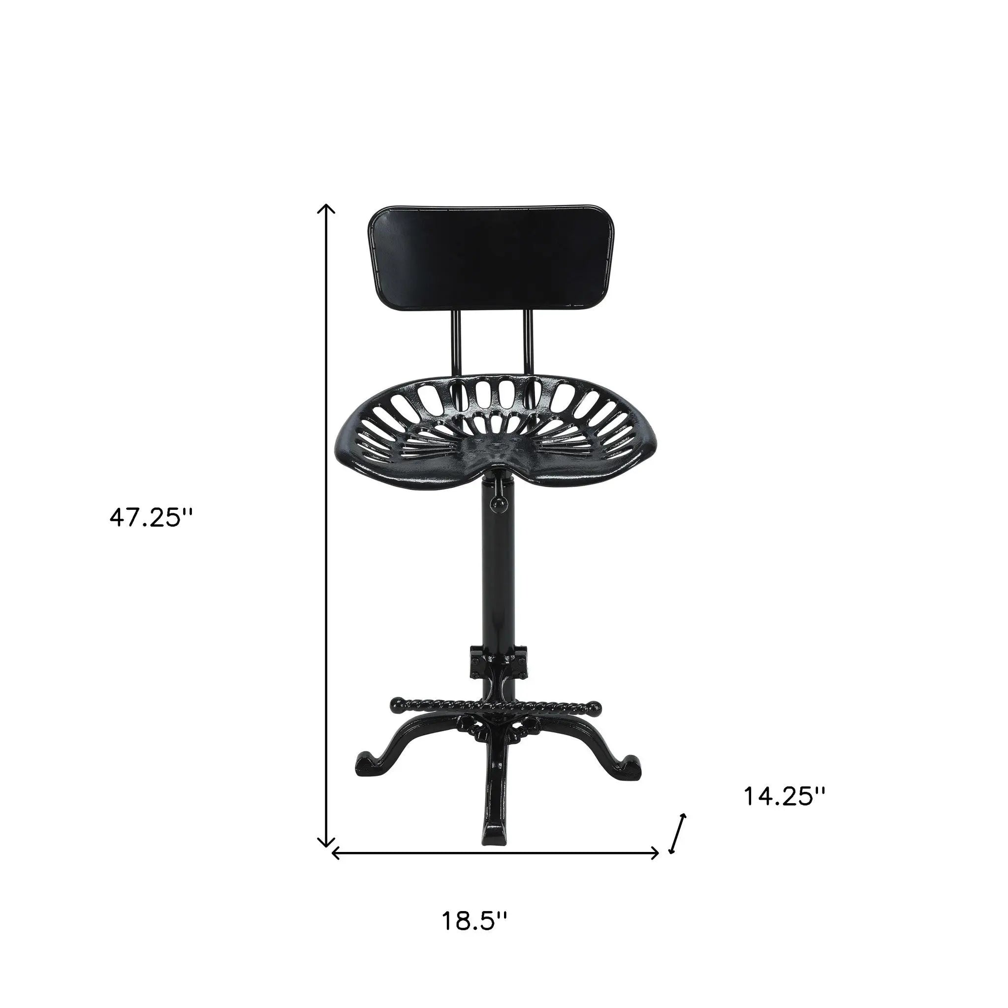37" Black Iron Low Back Bar Height Bar Chair Homeroots Living Room