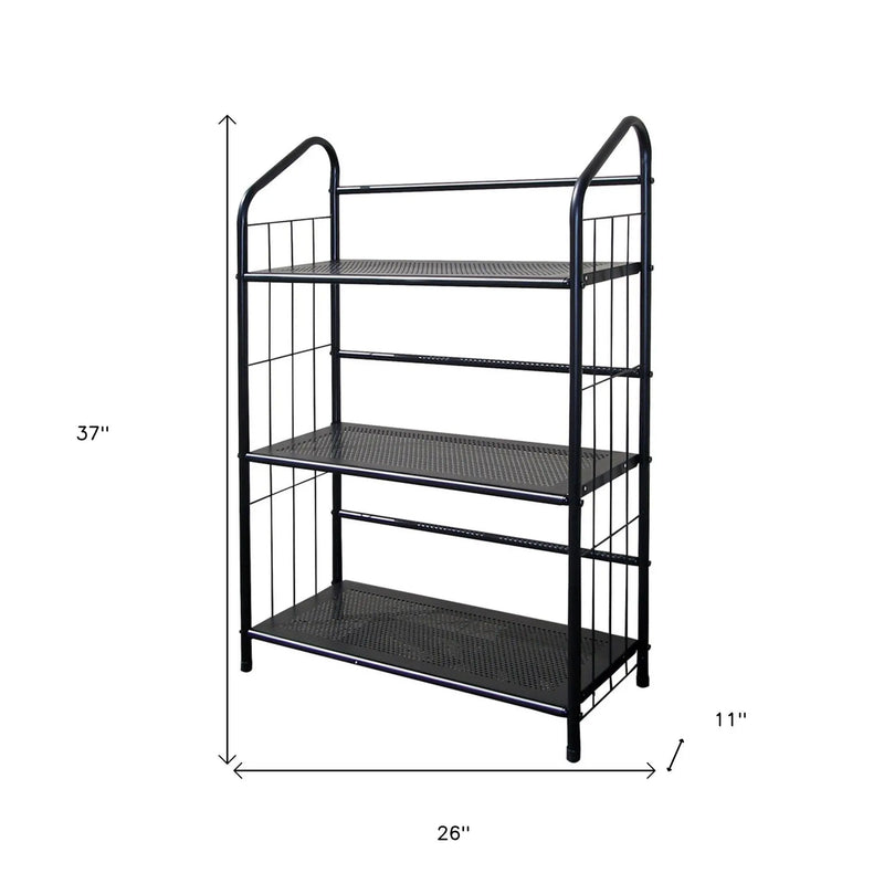 37" Black Metal Three Tier Bookcase Homeroots Office