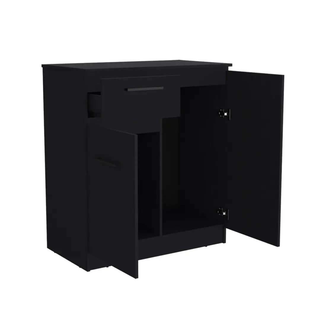 37" Black Wood Accent Cabinet With Two Doors And One Drawer Homeroots Kitchen & Dining