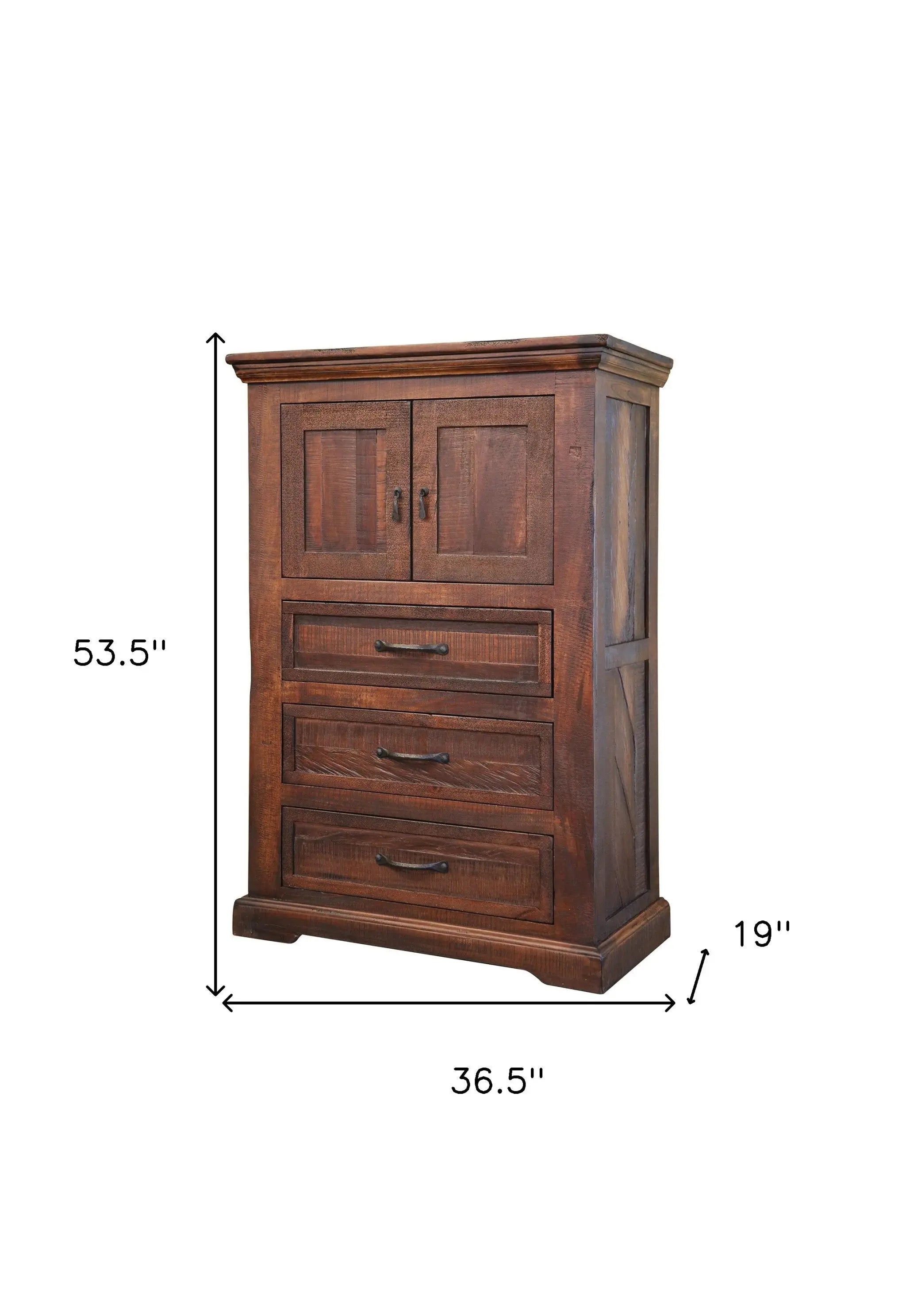 37" Brown Solid Wood Three Drawer Chest - GreatEagleInc
