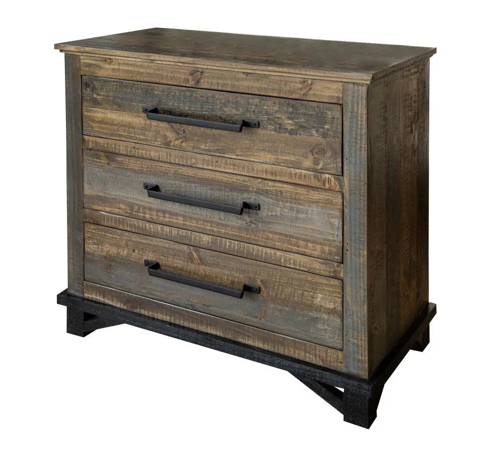 37" Brown and Gray Solid Wood Three Drawer Chest Homeroots Bed & Bath